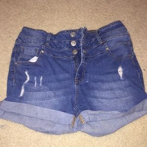 High waisted jean shorts